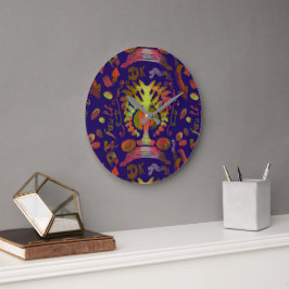 "Mystic Livets träd - Folk Art Mönster"Wall Clock Stor Klocka