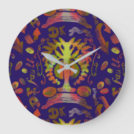 "Mystic Livets träd - Folk Art Mönster"Wall Clock Stor Klocka