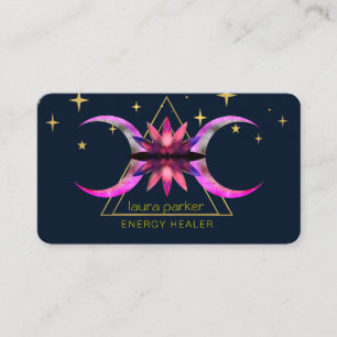 Mystic Lotus Flower Crescent Måne HealEnergy Visitkort