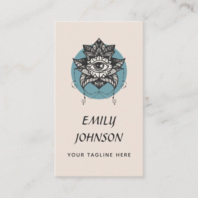 Mystic Lotus Flower Third Öga Beige Metaphysical Visitkort (Framsida)