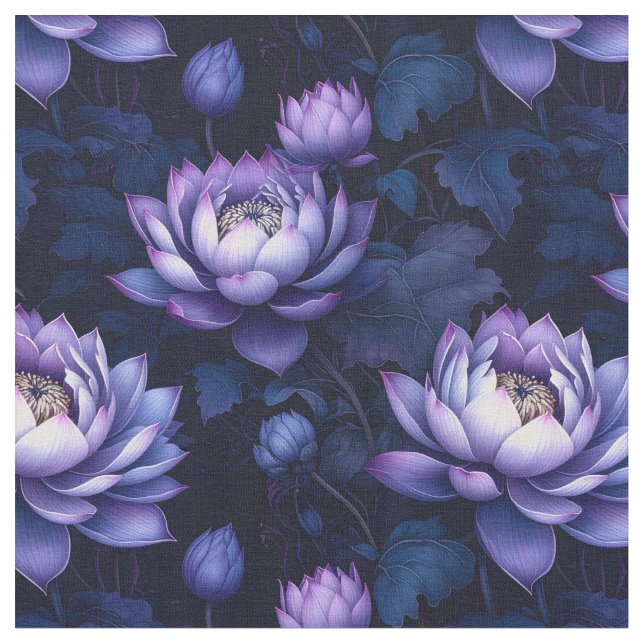 Mystic Lotus Night Garden Fabric Tyg (Närbild)