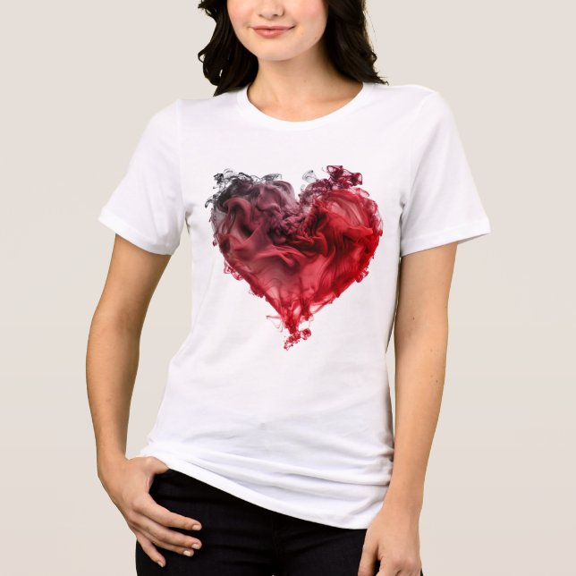 Mystic Love Heart Red Swirl Heart  T Shirt (Framsida)