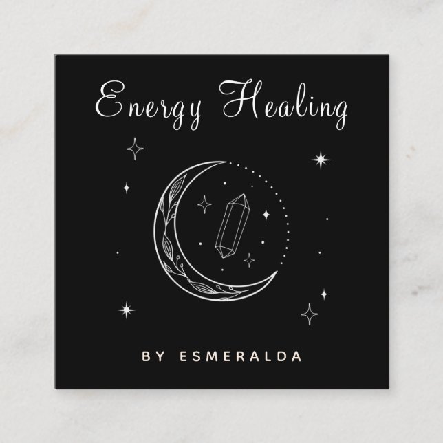 Mystic Magic Måne Energy Worker Healing Psychic Fyrkantigt Visitkort (Framsida)