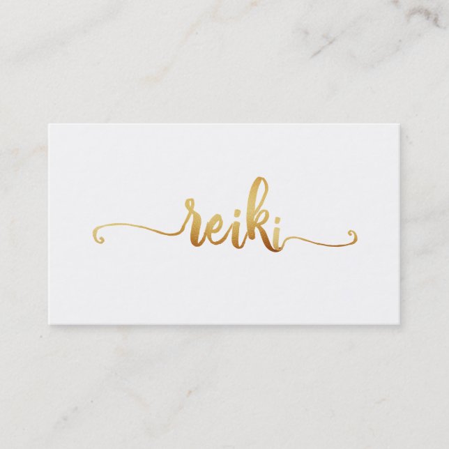 *~* Mystic Magic White Guld REIKI Typografi Visitkort (Framsida)
