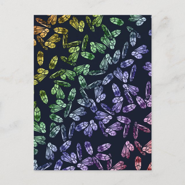 Mystic Magick Rainbow Crystals Witchy Wiccan Art Vykort (Framsida)