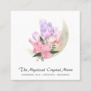 *~* Mystic Måne Crystals Blommigt Cosmic Glitter Fyrkantigt Visitkort