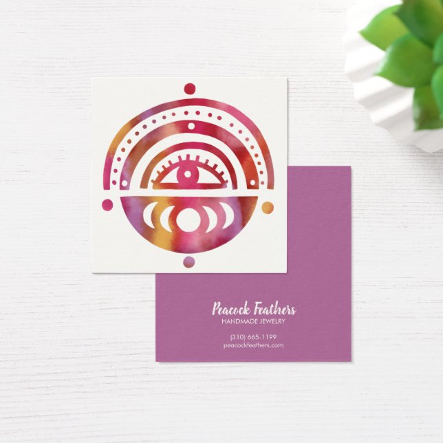 Mystic Måne Earring Necklace Jewelry Visning Card Fyrkantigt Visitkort (Skivbord)