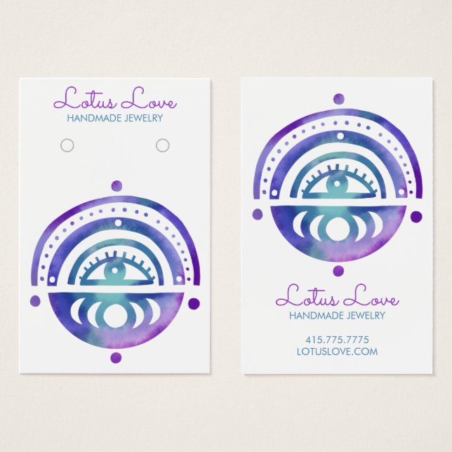 Mystic Måne Earring Necklace Jewelry Visning Card Visitkort (Framsida & baksida)