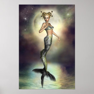 Mystic Måne Sjöjungfru Poster