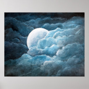 Mystic månsken, måne, från original- målning poster