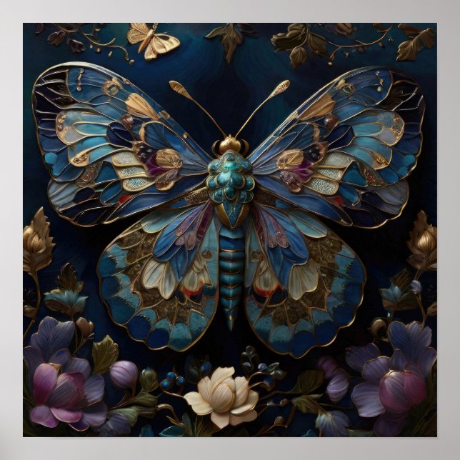 Mystic Metamorphosis - Butterfly Digital Art Poster (Framsidan)