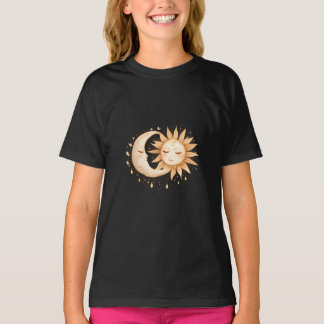 Mystic Moon and Sun Celestial Boho Style T Shirt