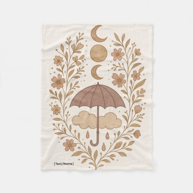Mystic Moon Boho Rain Blanket | Add Text/Name Fleecefilt (Framsidan)