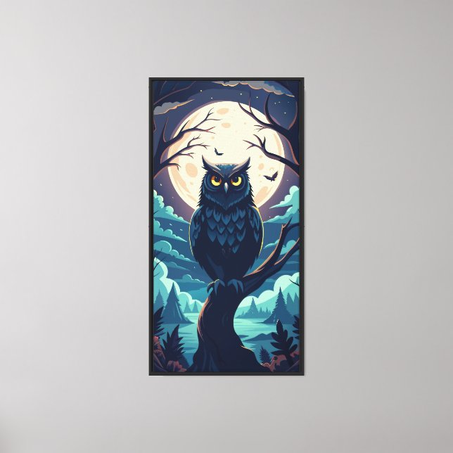 Mystic Moonlit Uggla Vector Art Canvastryck (Framsida)