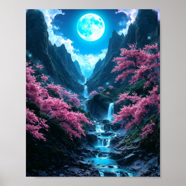 Mystic Moonlit Valley Poster (Framsidan)