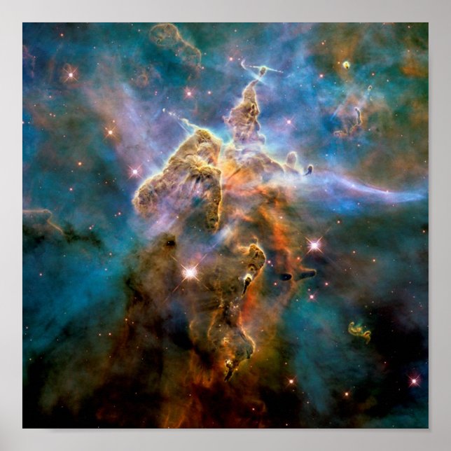 Mystic Mountain Carinanebulosan Hubble-rymdbild Poster (Framsidan)