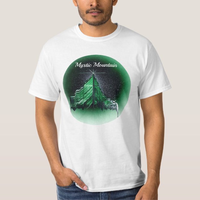 Mystic Mountain Jade Grönt T Shirt (Framsida)