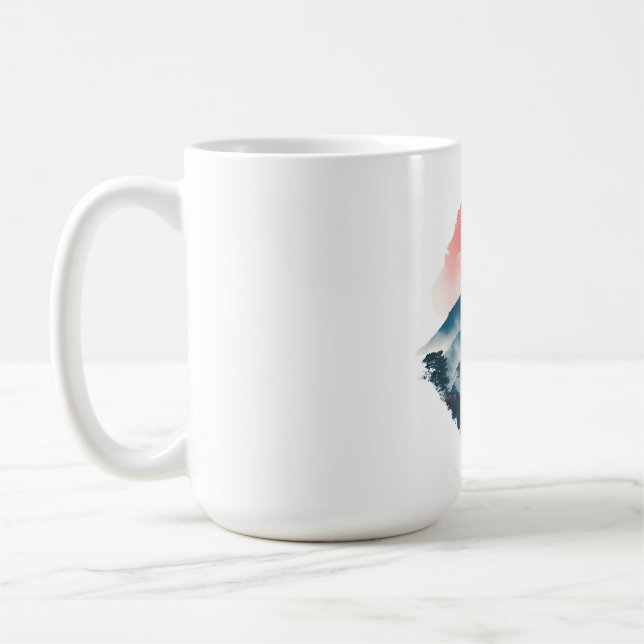 Mystic Mountain Krämröd Måne Zen Konst Kaffemugg (Vänster)