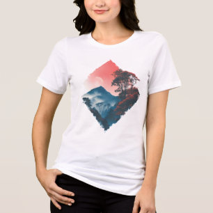 Mystic Mountain Krämröd Måne Zen Konst T Shirt