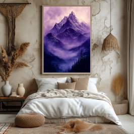 Mystic Mountain Peaks i monokrom Lila Poster