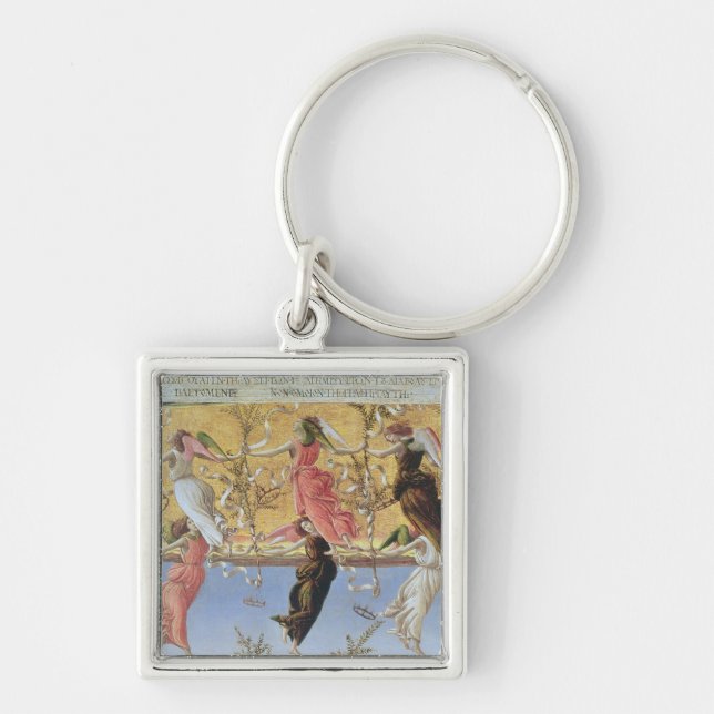 Mystic Nativity Fyrkantig Silverfärgad Nyckelring (Framsidan)