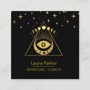 Mystic Öga Boho Celestial Måne Energy Healer Fyrkantigt Visitkort