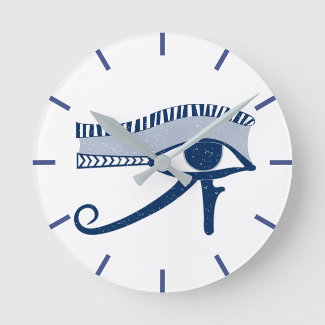 Mystic Öga of Horus Symbol Rund Klocka (Framsida)