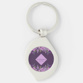 Mystic Orchards: Lila Botanical Bliss Keychain Swirl Silverfärgad Nyckelring