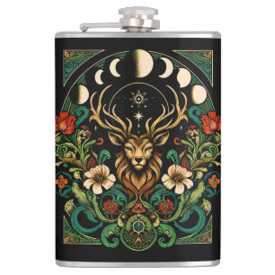 Mystic Pagan Stag och Måne Phase Fickplunta