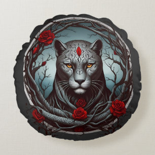 Mystic Panther eller Enchanted Beast Rund Kudde