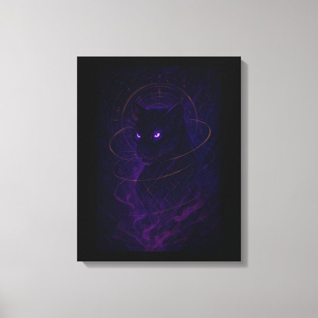 Mystic Panther Wall Art – Glowing Purple Energy An Canvastryck (Framsida)