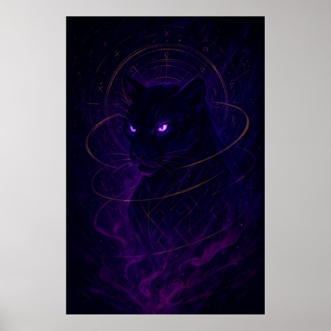 Mystic Panther Wall Art – Glowing Purple Energy An Poster (Framsidan)