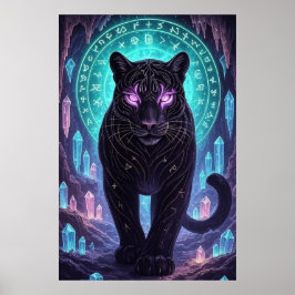 Mystic Panther Wall Art – Guardian of Crystals Poster