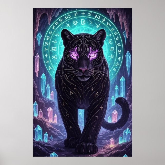 Mystic Panther Wall Art – Guardian of Crystals Poster (Framsidan)