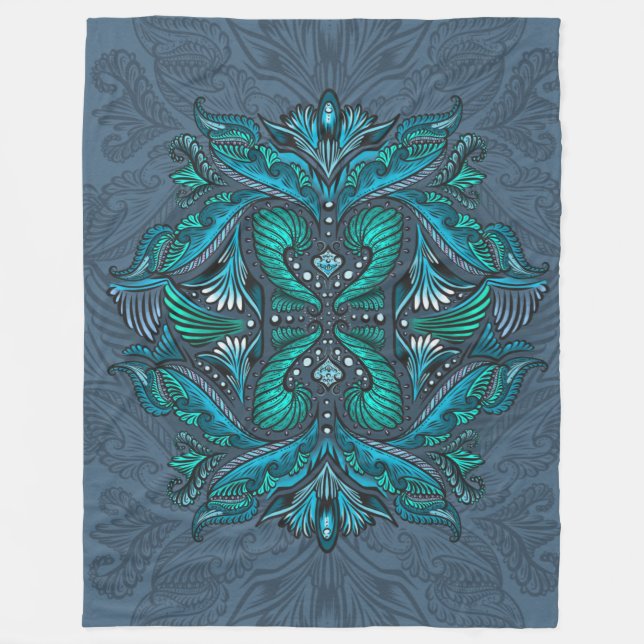 Mystic Peacock Feathers Fleecefilt (Framsidan)