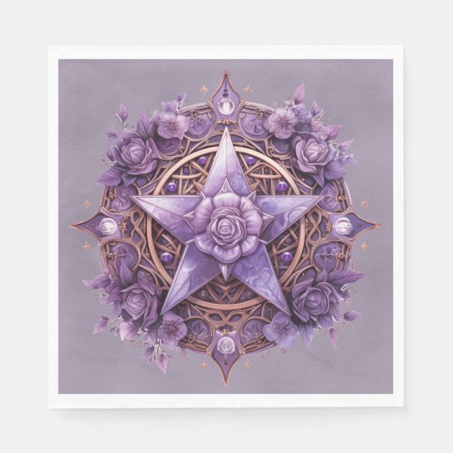 Mystic Pentacle - Lila Witchy Party Bord Decor Pappersservett (Framsidan)