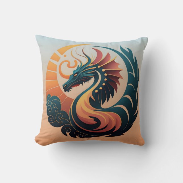 Mystic Radiance: Sunburst Dragon Emblem Kudde (Framsida)