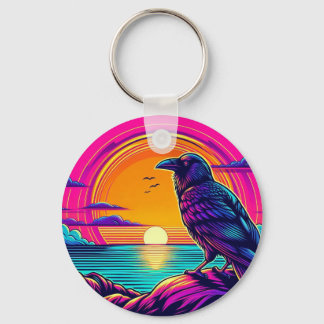 Mystic Raven at Psychedelic Sunset – Ocean View Ar Nyckelring