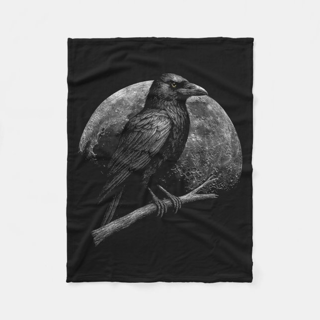 Mystic Raven Moon Dark Folklore Witchcraft Viking  Fleecefilt (Framsidan)