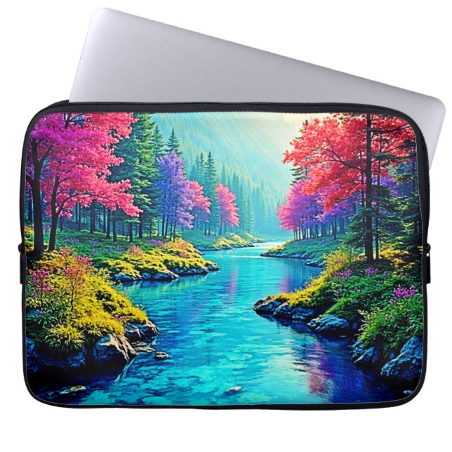 Mystic River Dreamy Forest Path Design Laptop Fodral (Framsidan)