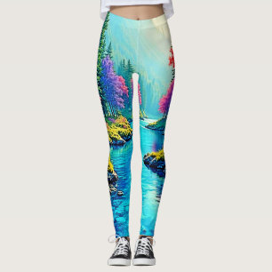 Mystic River Drömmig Skogsväg Design Leggings