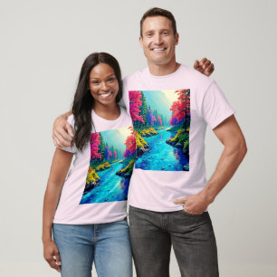 Mystic River Drömsk Skogsväg Design T Shirt