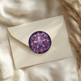 Mystic Ro Pentacle Sticker - Lila Witchy Seal Runt Klistermärke