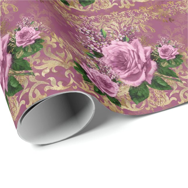 Mystic Rosa ros Wrapping Papper Presentpapper (Rullad Hörn)