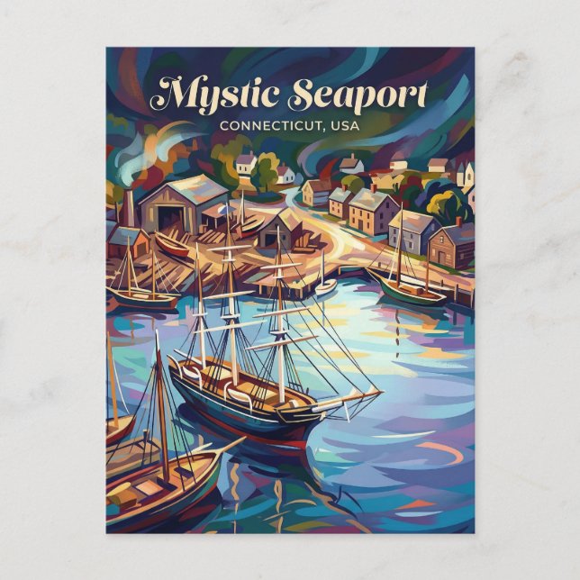 Mystic Seaport Connecticut Vykort (Framsida)