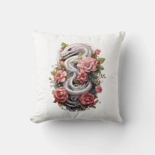 🐍 ✨ Mystic Serpent Blommigt Dekorativ kudde ✨ 🌹