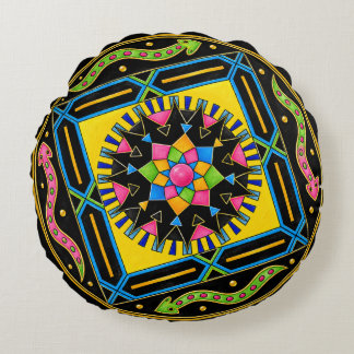 Mystic Serpent Mandala – Colorful GeomRunde Kissen Rund Kudde