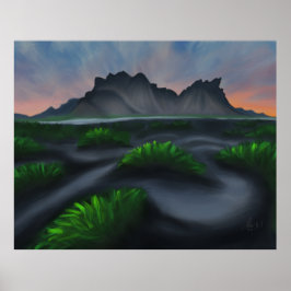 Mystic Shoreline: Stoksnes Islands Beachscape Poster