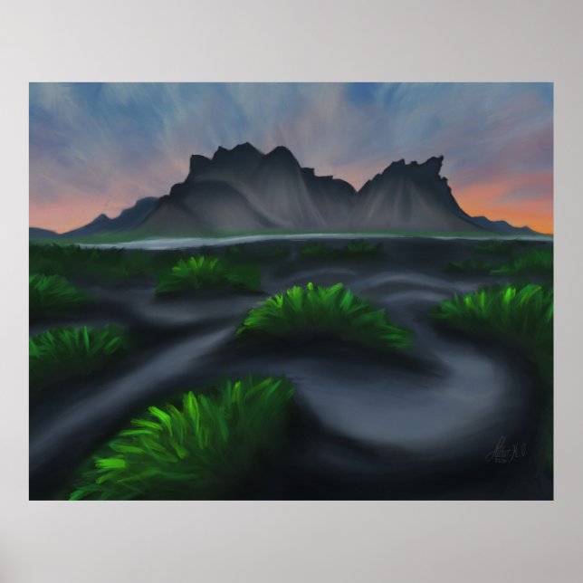Mystic Shoreline: Stoksnes Islands Beachscape Poster (Framsidan)