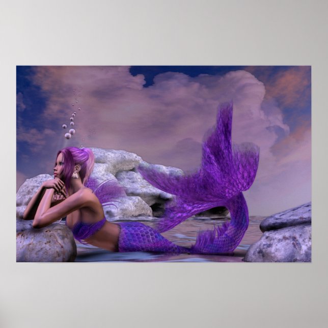 Mystic Siren Fantasy Sjöjungfru Artwork Poster (Framsidan)